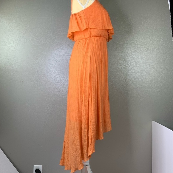 Studio Y Bright Orange High Low Handkerchief Dress Size Small New without Tag - Picture 8 of 16